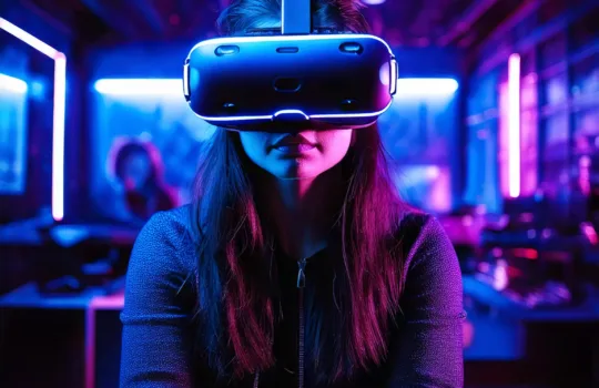 Persona con un headset de realidad virtual.