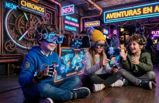Niños utilizando tecnología AR,
